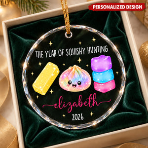 Personalized The Year Of Squishy Hunting Glass Christmas Ornament