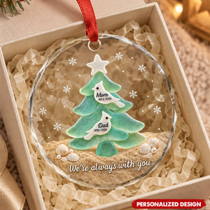 Personalized Memorial Sea Glass Tree Crystal Ornament - Custom Name & Date Remembrance