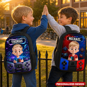 Personalized Kids Game Controller Backpack -Little Cartoon Gamer Bookbag
