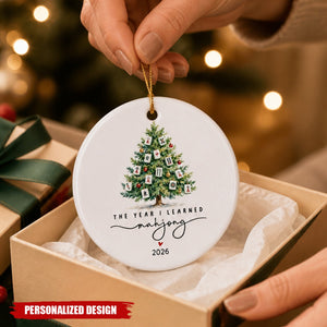 Custom Year Mahjong Ceramic Christmas Ornament - The Year I Learned Mahjong Keepsake