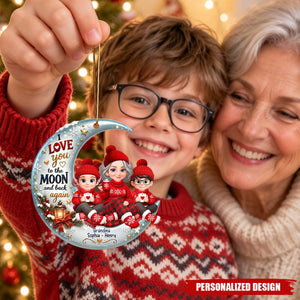 Personalized Grandma & Grandkids Moon Acrylic Christmas Ornament