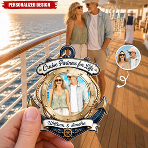 Cruise Partners For Life Anchor Photo Fridge Magnet - Personalized Porthole Anchor Photo Magnet