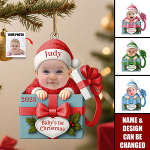 Baby Christmas Gift Box Acrylic Ornament, Funny Newborn First Christmas Gift