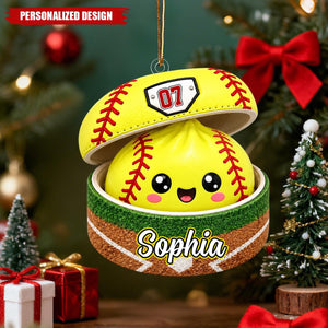 Personalized Cute Bao Bun Sports Ball Acrylic Christmas Ornament