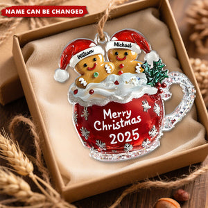 Crystal Gingerbread Family - Personalized Christmas Acrylic Ornament