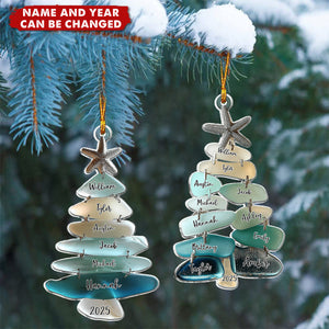 Family Sea Glass Christmas Tree - Personalized Christmas Acrylic Ornament