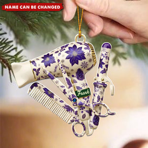 Custom Name Hairstylist Christmas Acrylic Ornament