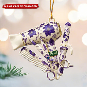 Custom Name Hairstylist Christmas Acrylic Ornament