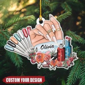Personalized Makeup Acrylic Ornament - Christmas Gift For Nail Technician