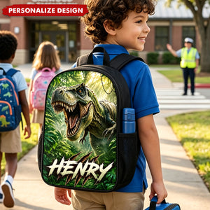 Jurassic Dino Custom Name Backpack - 6 Patterns Personalized Dinosaur School Bookbag