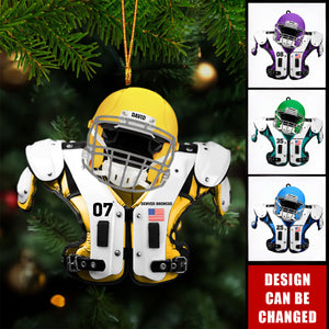 Personalized Helmet & Shoulder Pad Flat Acrylic Ornament Christmas For Football Player