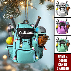 Personalized Softball Bag Ornament, Custom Softball Ornaments
