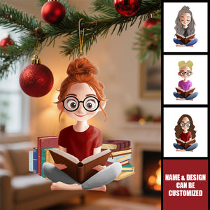 A Girl Loves Reading Books - Personalized Acrylic Ornament