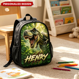 Jurassic Dino Custom Name Backpack - 6 Patterns Personalized Dinosaur School Bookbag