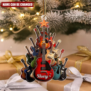Custom Electric Guitar Tree Ornament, Personalized Musician Christmas Decor