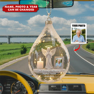 Custom Photo Angel Candle - Personalized Car Acrylic Hanging Ornament