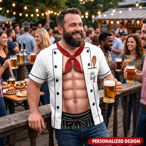 Men’s Novelty 3D Printed Fake Chef Costume T‑Shirt For Themed Party Night