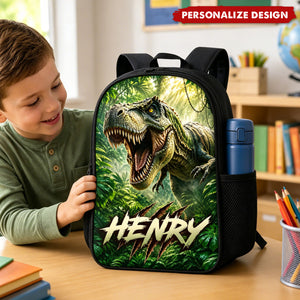 Jurassic Dino Custom Name Backpack - 6 Patterns Personalized Dinosaur School Bookbag