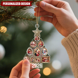 Personalized 2026 Family Photo Frame Tree Acrylic Christmas Ornament