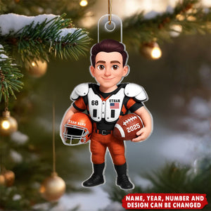 3D Effect Proud American Football Player - Personalized Christmas Acrylic Ornament