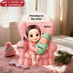 Big Brother, Big Sister And Baby - Personalized Acrylic Ornament, Baby Announcement Gift