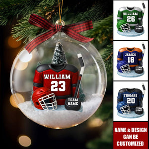 Hockey Kit- Personalized Snow Globe Ornament - Christmas Gift For Son, Grandson, Boyfriend