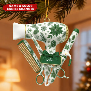 Personalized Hairstylist Christmas Acrylic Ornament, Hair Stylist Hanging Decor Gift, Tis The Season Presents Hairdresser