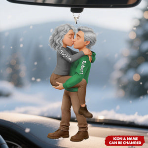 Personalized Romantic Kissing Couple Acrylic Car Ornament -Anniversary Wedding Gifts For Husband And Wife - Love In Every Piece