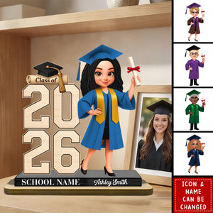Class Of 2026 2027 Senior - Personalized 2-Layered Wooden Plaque - Graduation Gift For Graduates, Daughter, Son