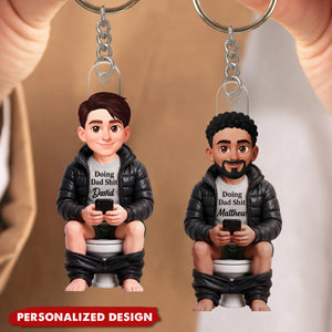 Doing Dad Sh*t Funny - Personalized Acrylic Keychain - Funny Father's Day Gift for Dad, Husband