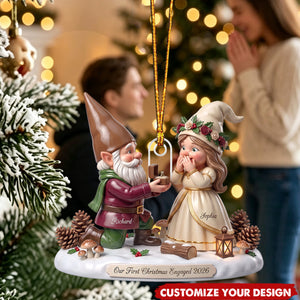 Custom Dwarf Couple First Christmas Engaged 2026 Gift - Personalized Acrylic Ornament