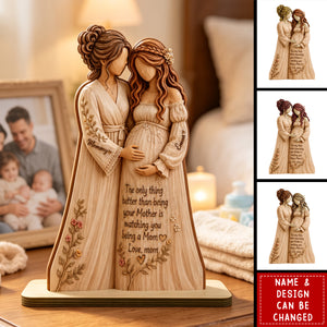 Personalized Double-Layer Wooden Pregnancy Plaque, Custom Name Gift for New Grandma & Mom