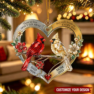 Personalized Memorial Cardinal Christmas Ornament, In Memory of Mom & Dad
