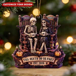 Till Death Do Us Part Skeleton Couple Christmas Decor - Personalized Wooden Ornament