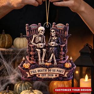 Till Death Do Us Part Skeleton Couple Christmas Decor - Personalized Wooden Ornament