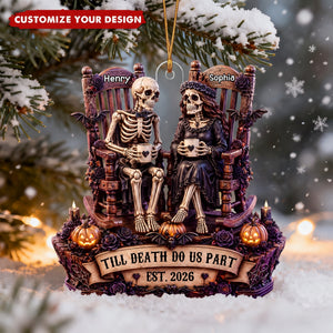 Till Death Do Us Part Skeleton Couple Christmas Decor - Personalized Wooden Ornament