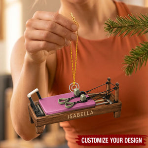 Personalized Pilates Reformer Acrylic Christmas Ornament, Fitness Studio Decor Gift