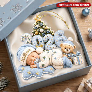 Personalized 2026 Baby First Christmas Acrylic Ornament, Custom Name Newborn Keepsake