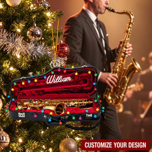 Personalized Saxophone Acrylic Christmas Ornament, Gift for Musicians