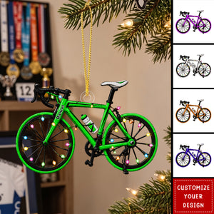 Personalized Bicycle Christmas Acrylic Ornament, Custom Name Cyclist Gift