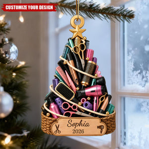 Personalized Hairstylist Acrylic Christmas Ornament, Gift for Hair Stylist