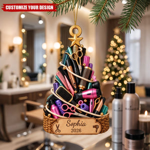 Personalized Hairstylist Acrylic Christmas Ornament, Gift for Hair Stylist