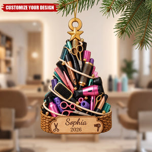 Personalized Hairstylist Acrylic Christmas Ornament, Gift for Hair Stylist