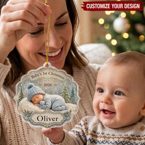 Personalized Baby's 1st Christmas Acrylic Ornament, Custom Name Tree Keepsake