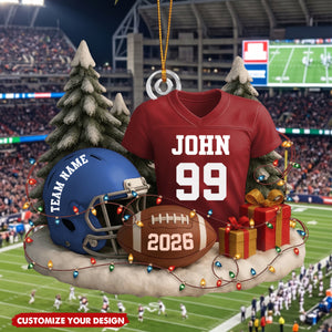 Personalized Acrylic Football Ornament, Custom Jersey and Helmet