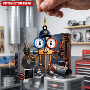 Personalized HVAC Unit Acrylic Christmas Ornament, Custom AC Technician Gift