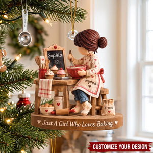 Personalized Baking Acrylic Christmas Ornament, Custom Name Baker Gift