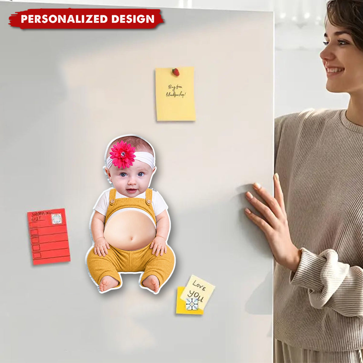 Personalized Photo Funny Baby Belly Acrylic Fridge Magnet - Custom Photo Baby Fridge Magnet