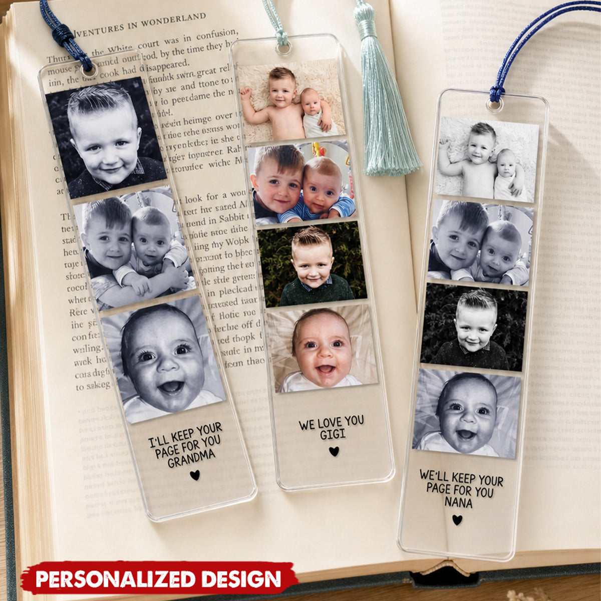 Personalized Photo Collage Acrylic Bookmark -  Clear Acrylic Reader Gift
