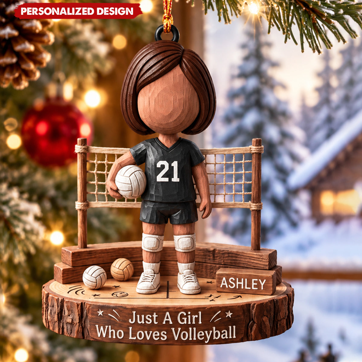 Personalized Volleyball Girl Acrylic Christmas Ornament - Gift for Volleyball Player